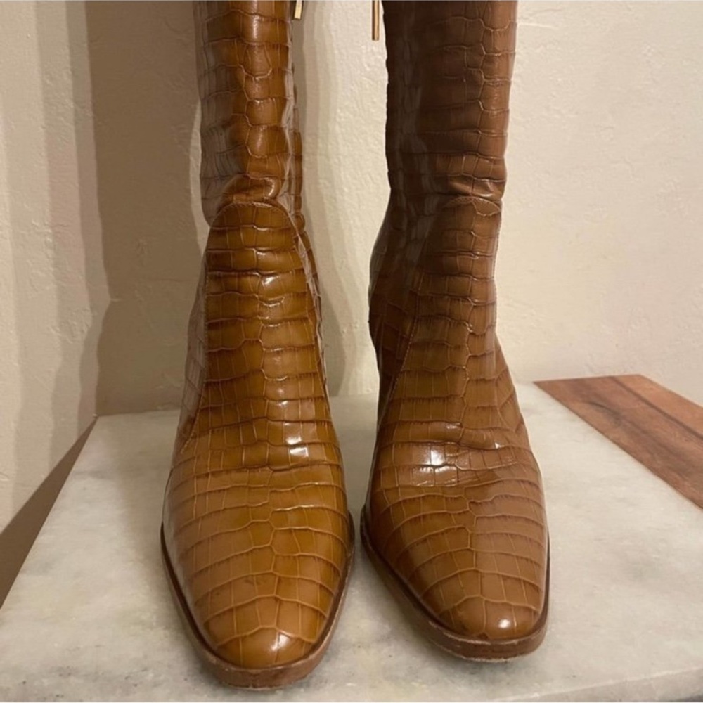 Maxmara over the knee croc embossed boots - Picture 6 of 10